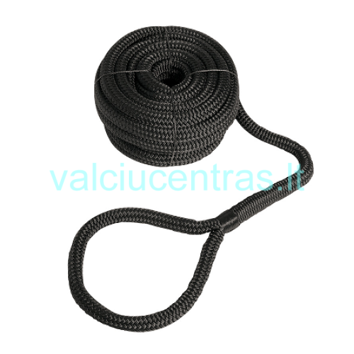 Švartavimosi virvė su kilpa juodos spalvos Švartavimosi virvė su kilpa juodos spalvos